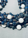 Native American Very Rare Rounded Lapis Rye Whitegoat Shell Heishi Necklace-Nativo Arts