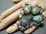 Heavy Silver Buffalo Big #8 Turquoise Buffalo Sterling San Felipe Ring-Nativo Arts