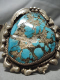 One Of Best Vintage Native American Navajo Spiderweb Turquoise Sterling Silver Watch Bracelet-Nativo Arts