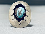 Very Rare Vintage Native American Navajo Bisbee Turquoise Sterling Silver Ring Old-Nativo Arts