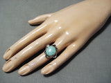 Amazing Vintage Native American Navajo #8 Turquoise Sterling Silver Ring Old-Nativo Arts