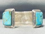 Native American One Of The Best Ever Vintage Navajo Turquoise Channel Sterling Silver Bracelet-Nativo Arts