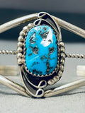 Interesting Vintage Native American Navajo Sleeping Beauty Turquoise Sterling Silver Bracelet-Nativo Arts