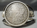 Thick Vintage Native American Navajo 1921 Coin Sterling Silver Bracelet Old-Nativo Arts