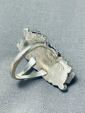 Impressive Native American Navajo Coral Sterling Silver Ring Signed-Nativo Arts