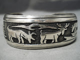 Authentic Vintage Native American Navajo Winter Animal Thomas Singer Sterling Silver Bracelet-Nativo Arts