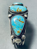 Heavy Quality Native American Navajo #8 Turquoise Sterling Silver Martinez Bracelet-Nativo Arts