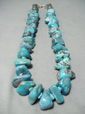 Heavy 333 Gram Vintage Native American Navajo Turquoise Sterling Silver Tubule Necklace-Nativo Arts