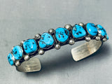 Striking Native American Navajo Sleeping Beauty Turquoise Sterling Silver Signed Bracelet-Nativo Arts