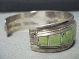 One Of The Best Vintage Native American Zuni Gaspeite Sterling Silver Bracelet Cuff-Nativo Arts