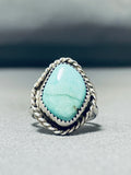 Rare Vintage Native American Navajo Carico Lake Turquoise Sterling Silver Ring Old-Nativo Arts
