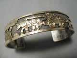 Detailed!! Real Gold Vintage Navajo Sterling Silver Native American Bracelet-Nativo Arts