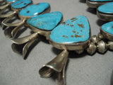 Opulent Vintage Native American Navajo Morenci Turquoise Sterling Silver Squash Blossom Necklace-Nativo Arts