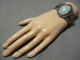 One Of The Finest Vintage Native American Navajo #8 Turquoise Sterling Silver Domed Bracelet-Nativo Arts