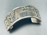 Waving Cuff Vintage Native American Navajo Sterling Silver Hogan Bracelet-Nativo Arts