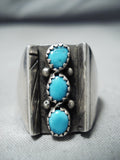 Marie Thompson Vintage Navajo Native American Turquoise Sterling Silver Ring-Nativo Arts