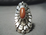 Incredible Navajo Coral Sterling Silver Ring Old Native American-Nativo Arts
