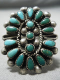 Early 1900's Vintage Native American Navajo Cerrillos Turquoise Sterling Silver Ring Old-Nativo Arts
