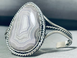 Calandria Agate Argentium Rare Signed Sterling Silver Bracelet Cuff-Nativo Arts