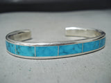 Stunning Zuni Kingman Turquoise Sterling Silver Bracelet Native American-Nativo Arts