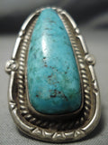 Huge Vintage Navajo Carico Lake Turquoise Sterling Silver Native American Ring-Nativo Arts