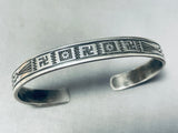 Whirling Logs Backwards Vintage Native American Navajo Sterling Silver Bracelet-Nativo Arts