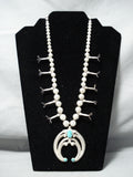 Early Vintage Native American Navajo Turquoise Sterling Silver Nsquash Blossom Necklace Old-Nativo Arts