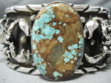 Crazy Heavy Scorpion Native American #8 Turquoise Sterling Silver Bracelet-Nativo Arts