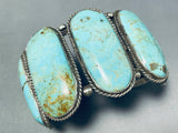 Grand Mens Vintage Native American Navajo Huge Turquoise Sterling Silver Bracelet Old-Nativo Arts
