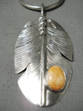 So Detailed!! Intricate Native American Navajo Sterling Silver Feather Shell Necklace-Nativo Arts