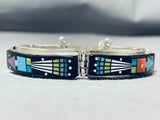 One Of The Most Intricate Ever Native American Navajo Turquoise Sterling Silver Clasp Bracelet-Nativo Arts
