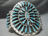 Impressive Vintage Navajo Turquoise Cluster Sterling Silver Bracelet Native American-Nativo Arts