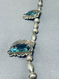 Striking Vintage Native American Navajo Aqua Mountain Turquoise Sterling Silver Necklace-Nativo Arts