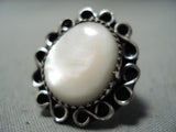Amazing Vintage Native American Navajo Domed Pearl Sterling Silver Ring-Nativo Arts