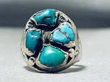 Fantastic Heavy Vintage Native American Navajo Turquoise Sterling Silver Ring-Nativo Arts