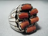 Tremendous Navajo Coral Sterling Silver Ring Native American-Nativo Arts