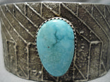 Quality Casted Carico Lake Turquoise Sterling Silver Bracelet Old-Nativo Arts