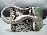 Extraordinary Native American Navajo 8 Turquoise Sterling Silver Gekkos Bracelet-Nativo Arts