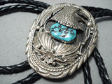 Magnificent Vintage Native American Navajo Sleeping Beauty Sterling Silver Eagle Bolo-Nativo Arts