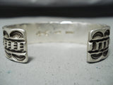 Heavy Signed Vintage Navajo Native American Sterling Silver Bracelet-Nativo Arts