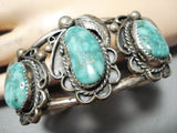 High Grade Vintage Native American Navajo Carico Lake Turquoise Sterling Silver Bracelet Old-Nativo Arts