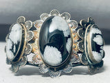 One Of Most Unique Vintage Native American Navajo Snowflake Obsidian Sterling Silver Bracelet-Nativo Arts