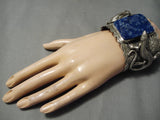 Crazy Native American Lizard Lapis Sterling Silver Bracelet Cuff-Nativo Arts