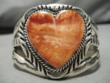 Incredible Vintage Navajo Heart Shell Sterling Silver Native American Bracelet-Nativo Arts