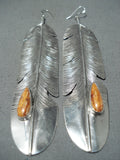 Elaborate Navajo Spiny Oyster Sterling Silver Earrings Native American-Nativo Arts