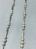 Awesome Vintage Native American Navajo Sterling Silver Handcarved Beads Necklace-Nativo Arts