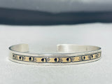 Exceptional Native American Navajo Signed 14k Gold Tracks Sterling Silver Bracelet-Nativo Arts