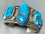 Astounding Vintage Native American Navajo Bisbee Turquoise Sterling Silver Bracelet Signed-Nativo Arts