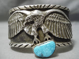 One Of The Best Native American Turquoise Sterling Silver Eagle Bracelet-Nativo Arts