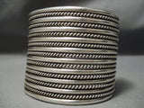 Native American Towering Huge Hand Wrought Sterling Silver Bracelet Old-Nativo Arts